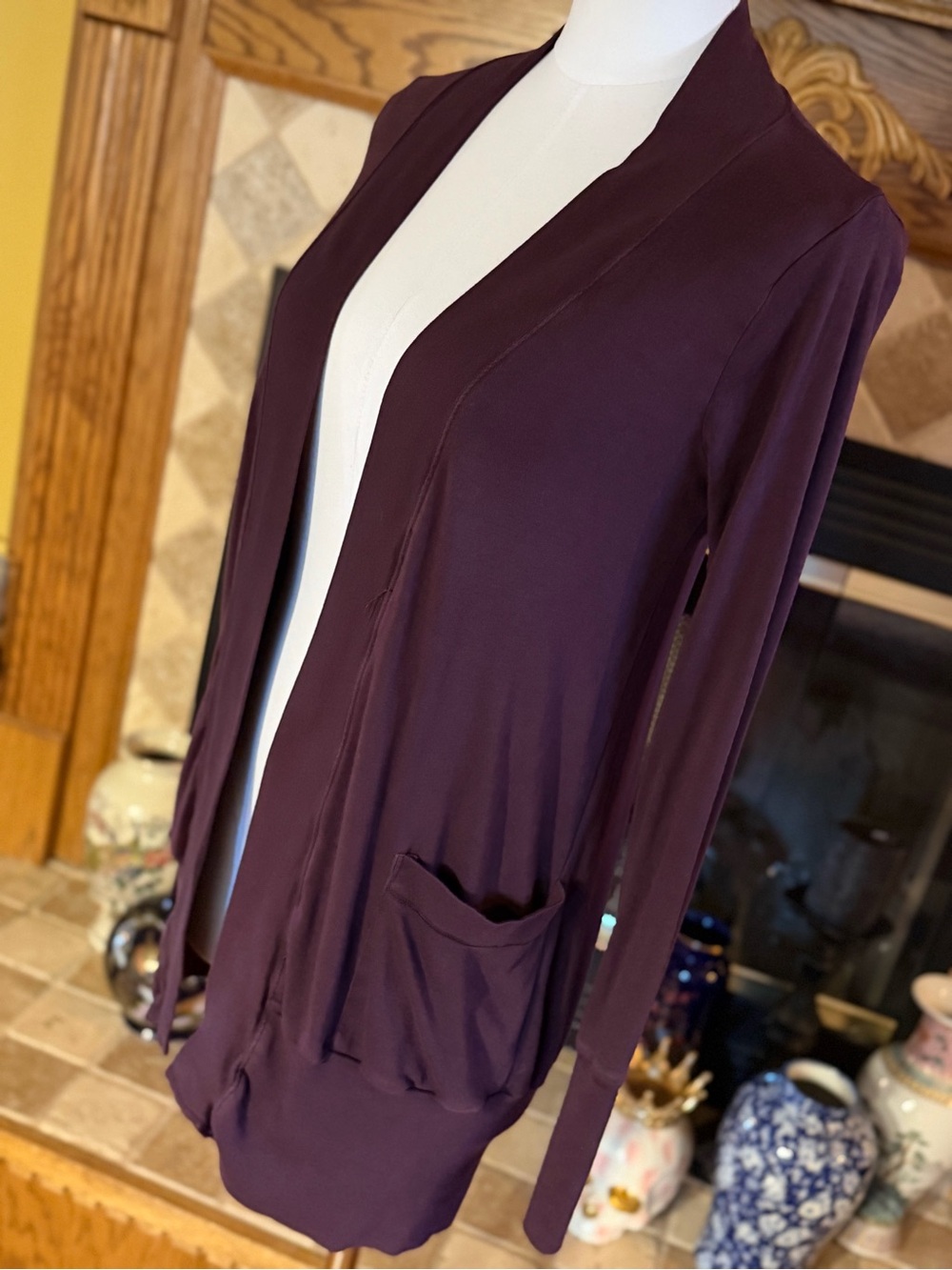 Splendid Ribbed Knit Cardigan in Plum Women’s Size Medium